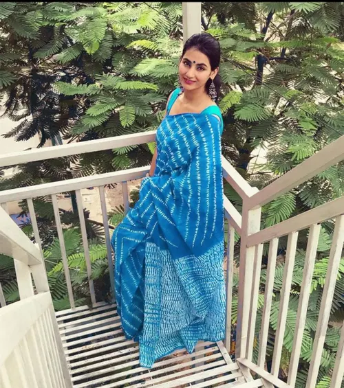Indigo Blue Batik Print Pure Cotton Saree | Jaipur Daily Wear